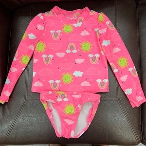Carters girl swim suit - pink with rainbows